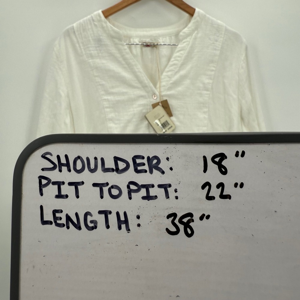Faherty Womens Dune Cotton Gauze Kasey Dress White L Organic Cotton New - Picture 10 of 10